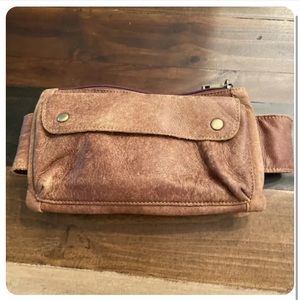 Loyofun Unisex Brown Genuine Leather Waist Bag Messenger Fanny Pack